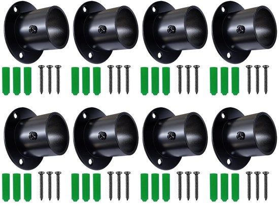 Wandbeugel in Alluminio Inossidabile - Set di 8 Pezzi - Finitura Matta Nera