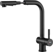 Cranio da cucina, estensibile, nero, rubinetto da cucina con doccia, due tipi di getto d'acqua, 360° girevole, attacco per l'acqua calda, in acciaio inossidabile, miscelatore a un manubrio, miscelatore ad alta pressione per lavandino
