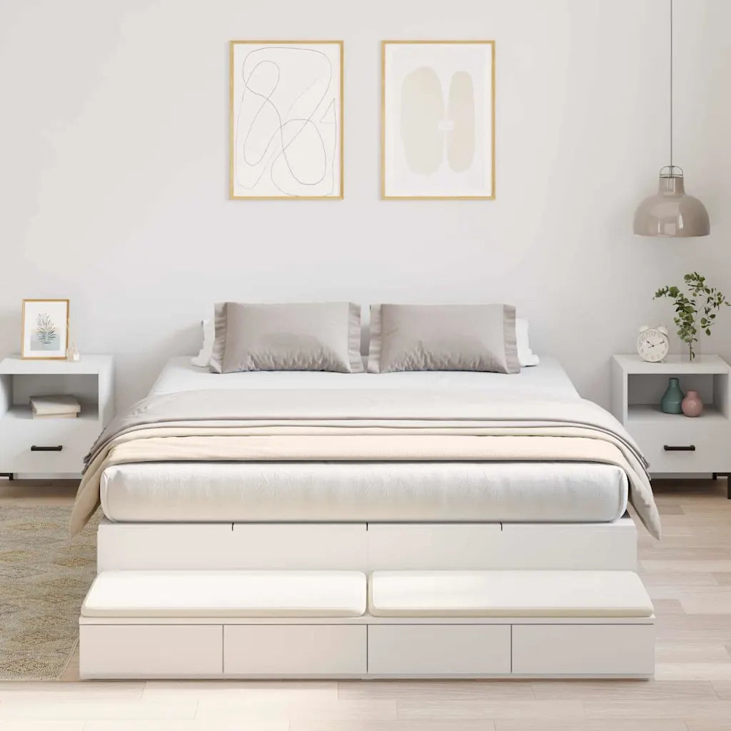 Struttura letto con contenitore Bianco 140 cm Legno multistrato 3335693