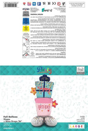 MA MAISON MYLAR PALLONCINO "REGALO HAPPY BIRTHDAY" + BASE 119X47 CM CANNUCCIA INCLUSA