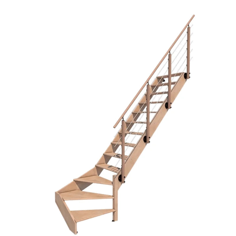NOVESTA - Scala in legno diritta a un quarto di giro con balaustra
