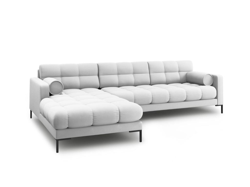Cosmopolitan Design - Divano angolare sinistro "Bali" 5 posti in tessuto strutturato grigio chiaro 
