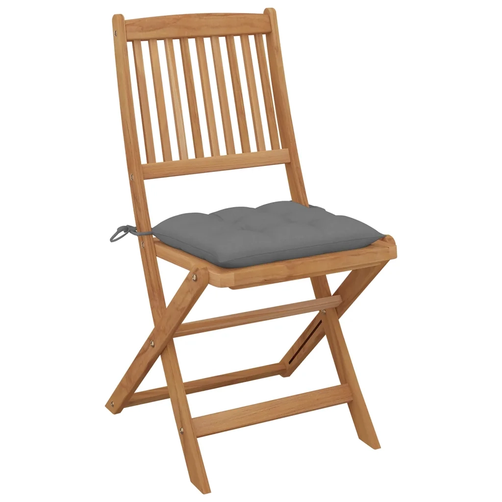 Sedie da Giardino Pieghevoli 8 pz con Cuscini Massello Acacia 3075037