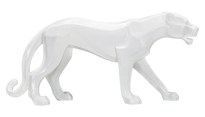 Statua Pantera 70x32,5x18 cm in Poliresina Bianco