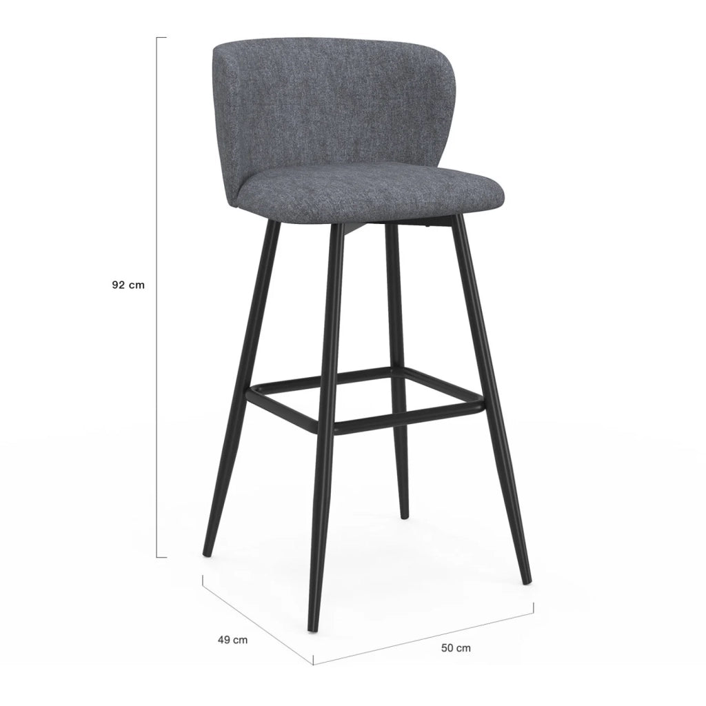 IDMarket - Set di 4 sgabelli da bar OMBLINE con seduta in tessuto grigio scuro e gambe in metallo nero