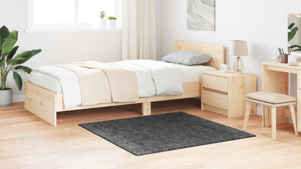 Tappeto Shaggy con Schienale in Lattice Grigio Scuro 120x120 cm