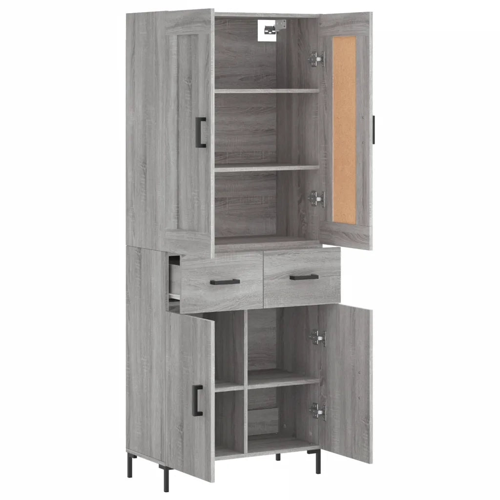 Credenza Grigio Sonoma 69,5x34x180 cm in Legno Multistrato 3199879