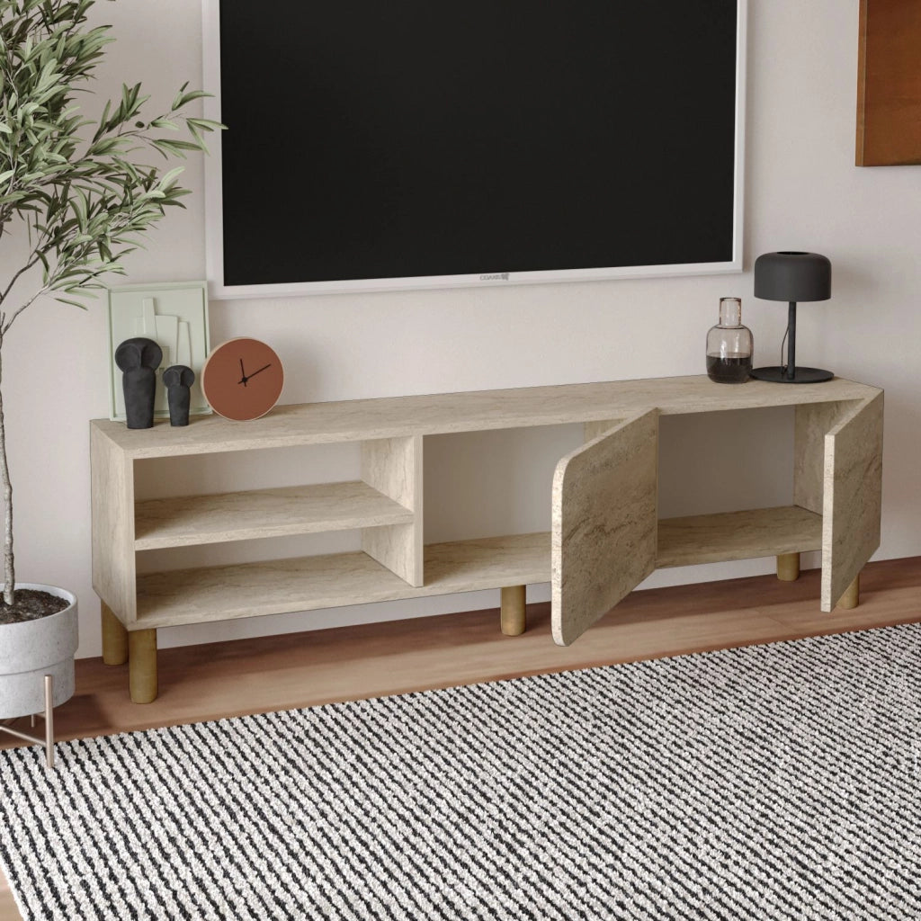 Porta TV in legno "River" - 150 x 31 x 48 cm - Travertino