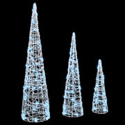 Albero di Natale 3 pz-Decorazioni natalizie Bianco freddo 20 x 20 x 80 cm Acrilico