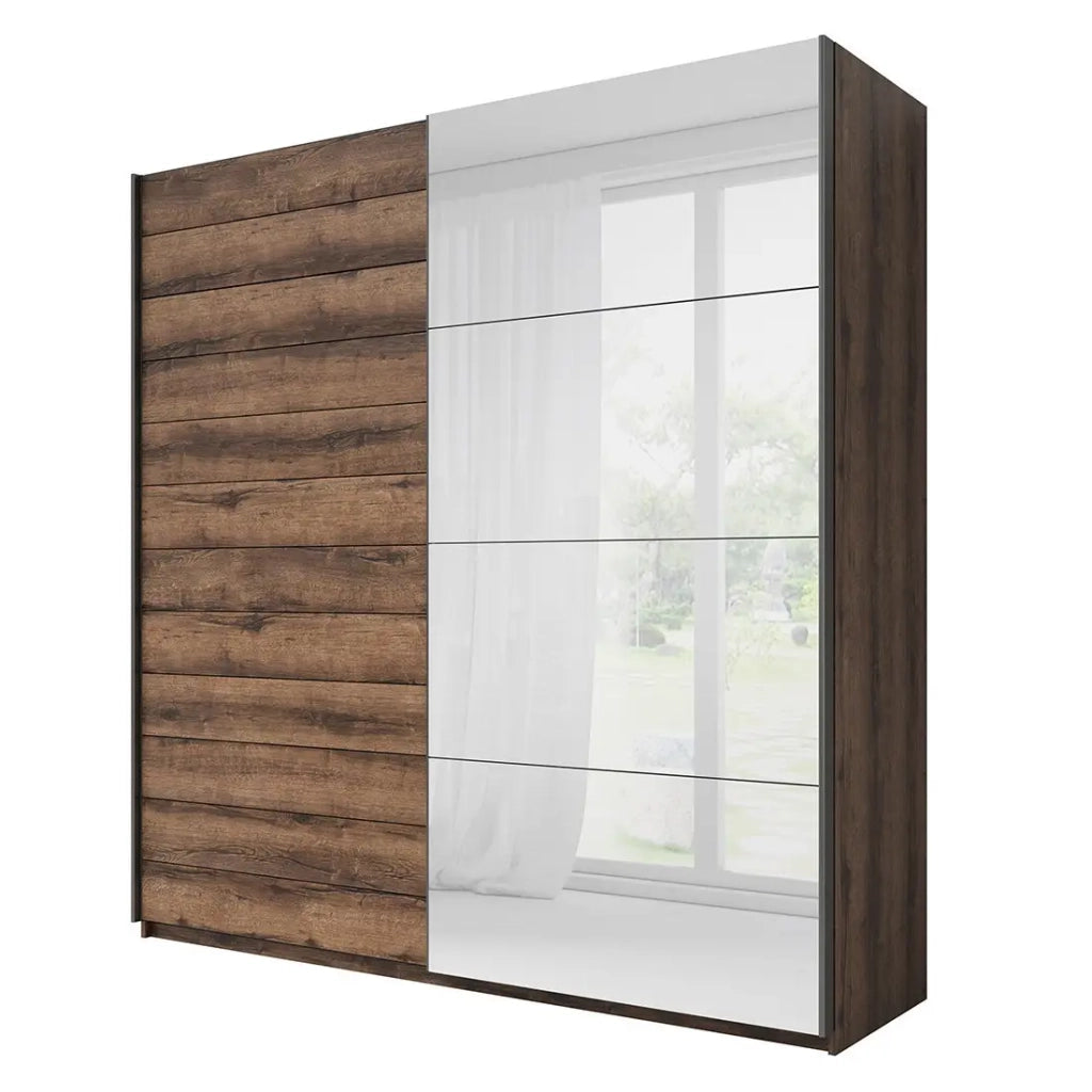Armadio design 2 porte 200cm colore rovere scuro. Collezione EOS
