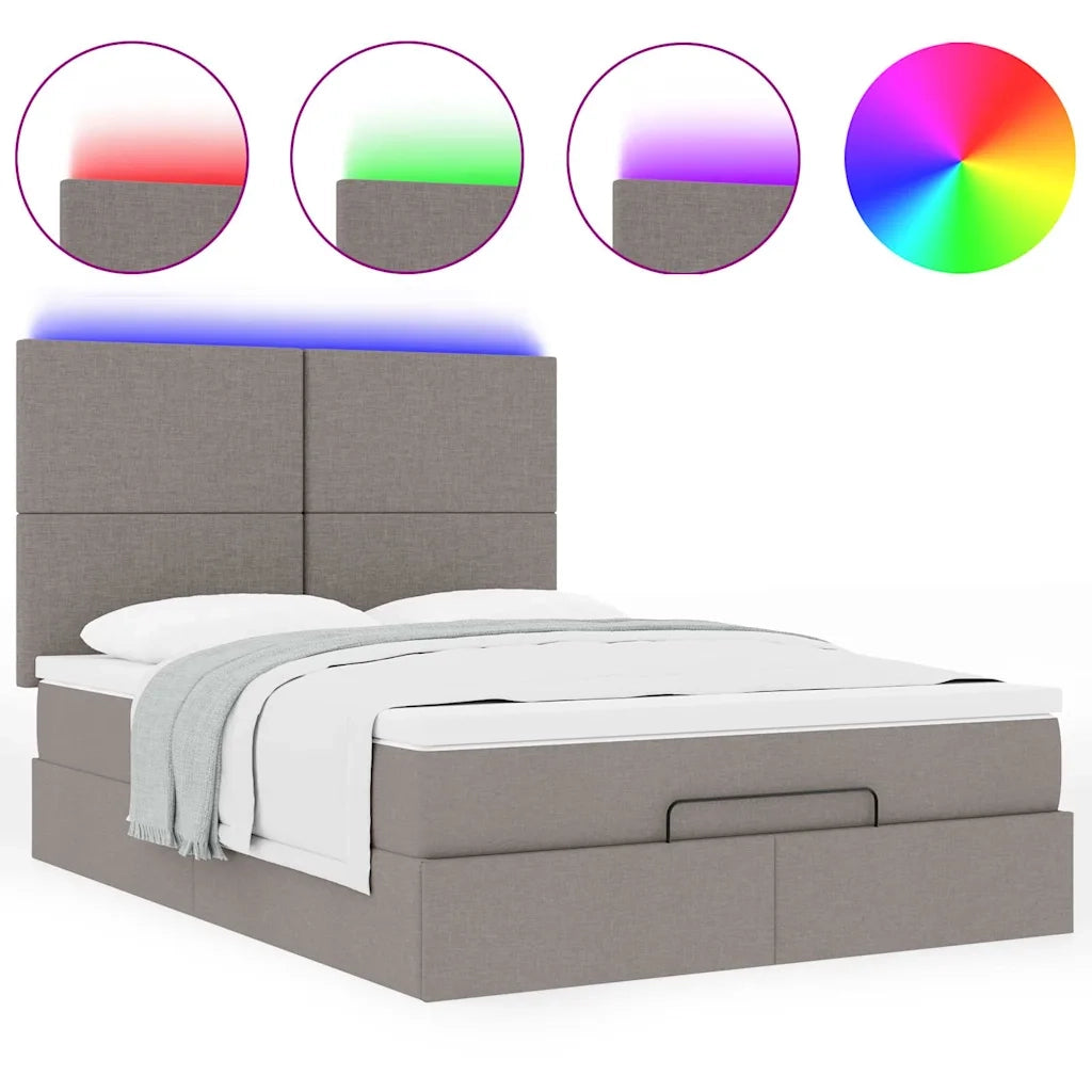 Struttura Letto Pouf con Materasso Tortora 140x200cm in Tessuto 3313931