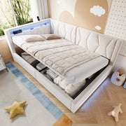 LETTO Contenitore 140x200 cm Velluto Beige con USB, Type-C e LED