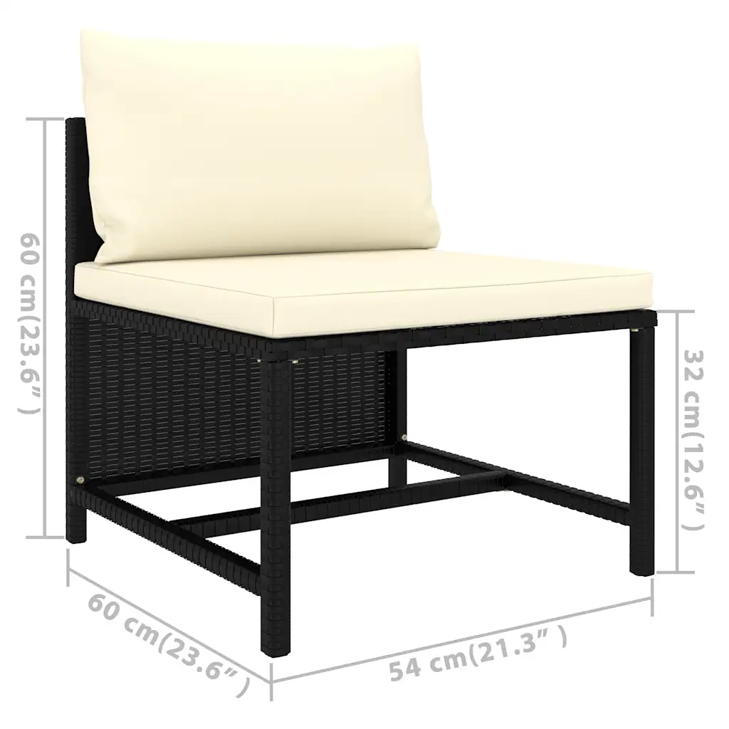 Set Divani da Giardino 6 pz | Set Salotto da Giardino con Cuscini in Polyrattan Nero