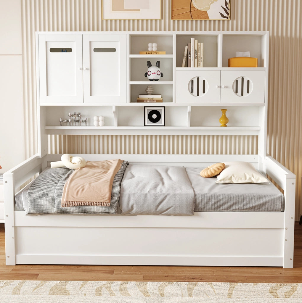 Letto singolo 90x200 cm con contenitore idraulico bianco