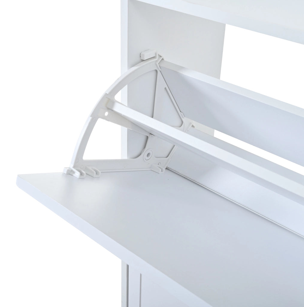 Mobile portascarpe 70x25x120 cm con 6 ripiani nascosti in MDF bianco