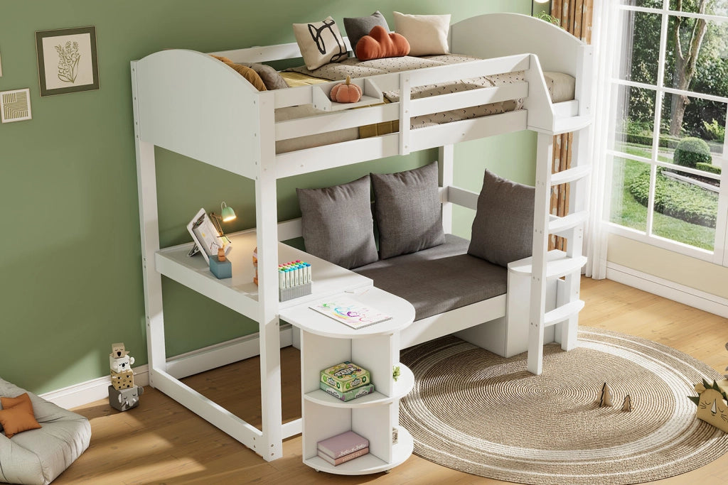 LETTO A CASTELLO per bambini con scrivania estraibile 90x200 cm bianco