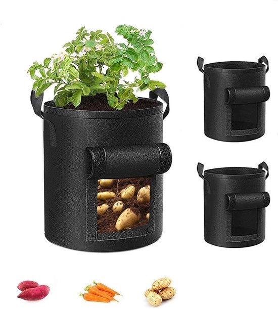 Sacche per piante di patate, grande capacità di 40 litri, con finestra di osservazione e permeabili all'acqua - adatti per uso sia interno che esterno.