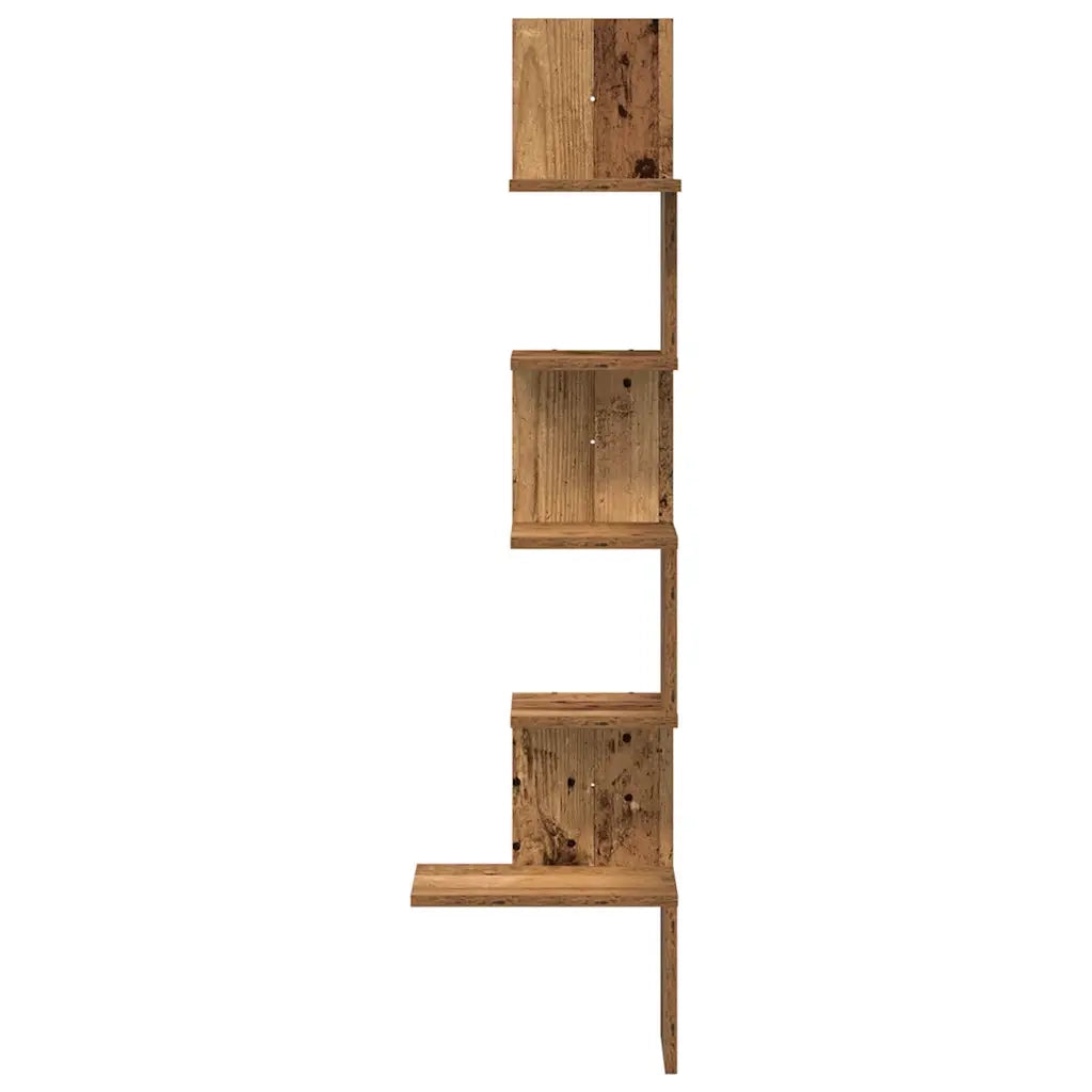 Mensola Angolare Legno Vecchio 32x32x127,5 cm Legno Multistrato 860524