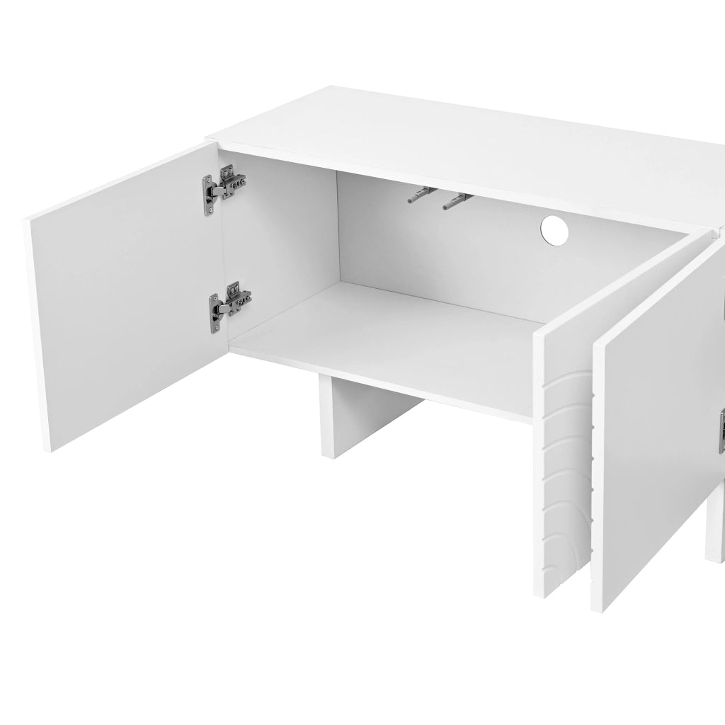 Mobile porta TV con 4 ante e motivi ad arco, vani contenitore, in MDF e truciolare, bianco, 170 × 35 × 50 cm