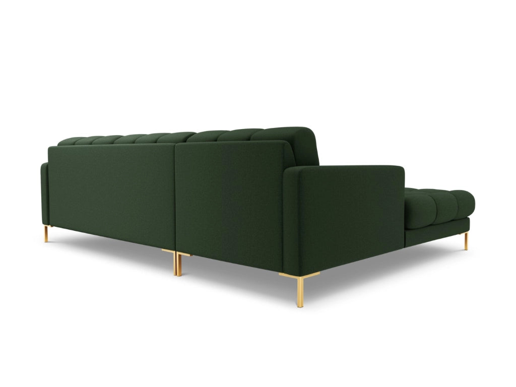 Cosmopolitan Design - Divano angolare sinistro "Bali" 5 posti in tessuto strutturato verde scuro 