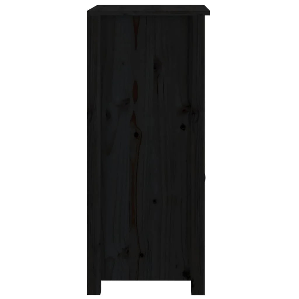 Buffet credenza cassettiera armadio mobile contenitore organizer per cucina soggiorno salotto set da 2 40 x 35 x 80 cm legno massello di pino nero 02_0036905