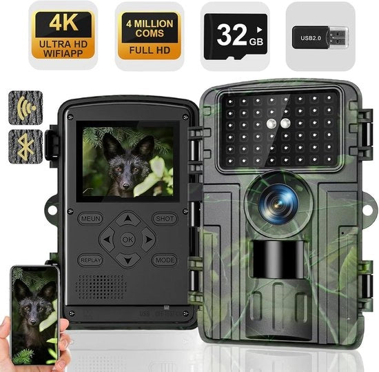Cassa da osservazione esterna con visione notturna - 4K Ultra HD - Ricaricabile - Impermeabile - Osservazione all'aperto