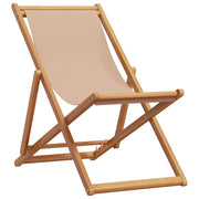 Sedia da Giardino | Sedia da Spiaggia Pieghevole Tortora Legno Eucalipto e Tessuto