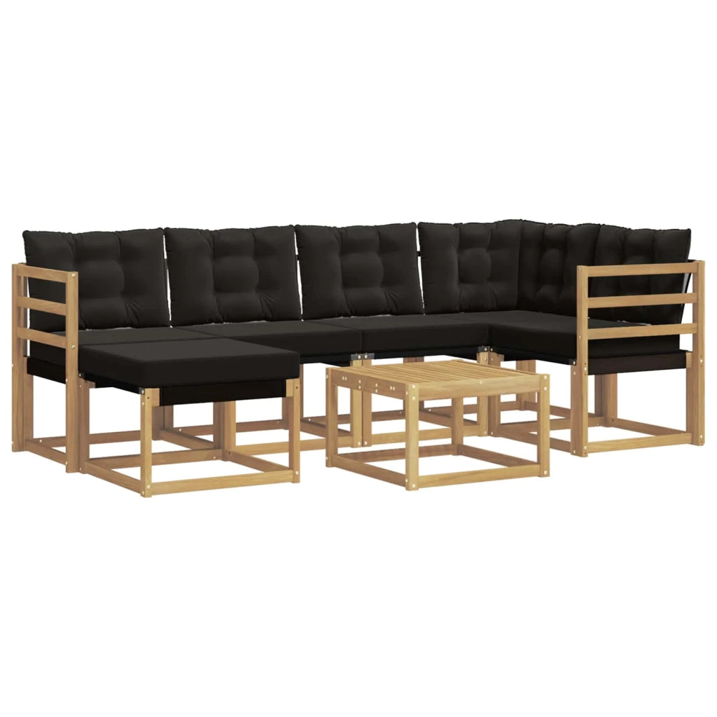 Set di divani da esterno con cuscino 7 pcs Bianco e Nero