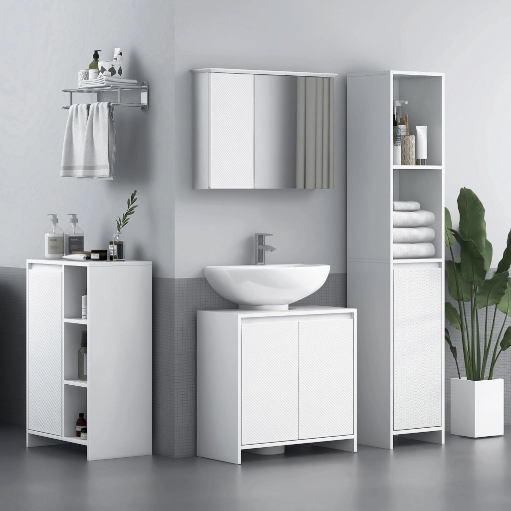Armadio bagno con specchio e ripiano regolabile ¨C zephmum ¨C bianco 65x15x49 cm