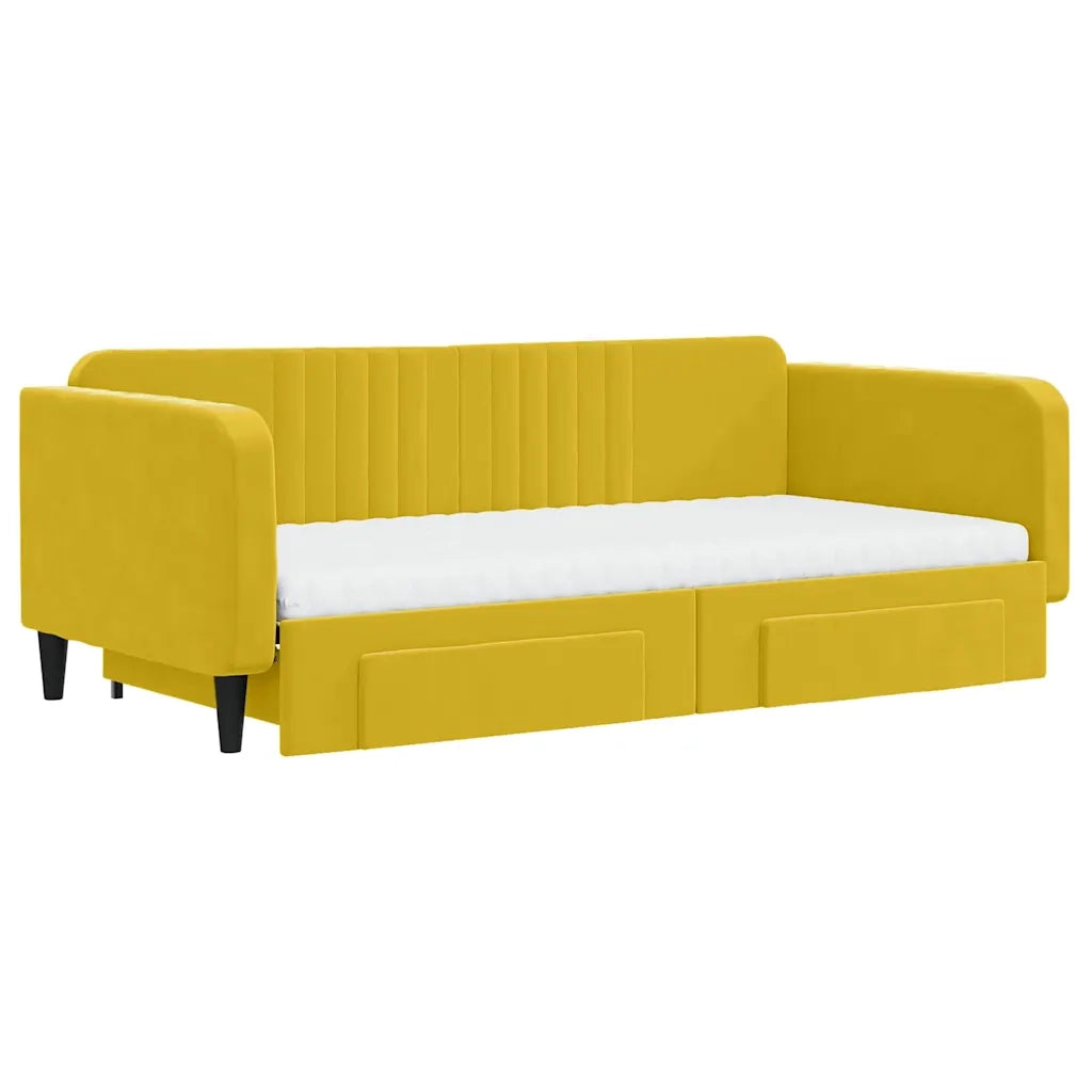 Divano Letto Estraibile con Cassetti Giallo 100x200cm Vellutocod mxl 130642