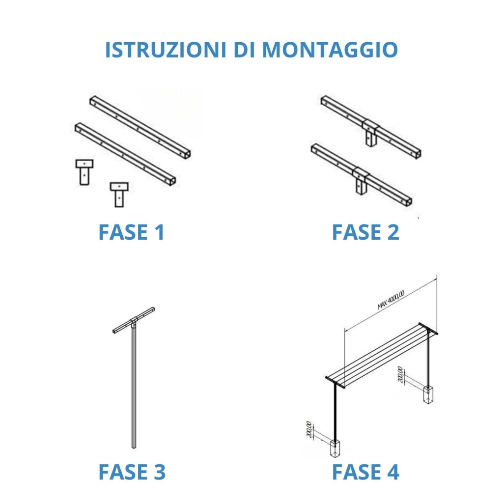 Andrys Stendi Biancheria Esterno Smontabile Argento H220cm (Filo 20m)