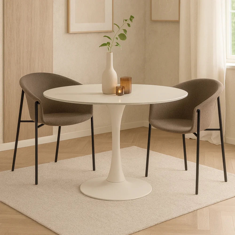 Set di 2 sedie da pranzo imbottite in tessuto tortora Electra con struttura in metallo facili da pulire | Duzzle