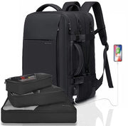 Rucksack Convertibile in Pelle con 3 Cesti, Adatto per Laptop da 43,5 cm, per Uomo e Donna (Nero)