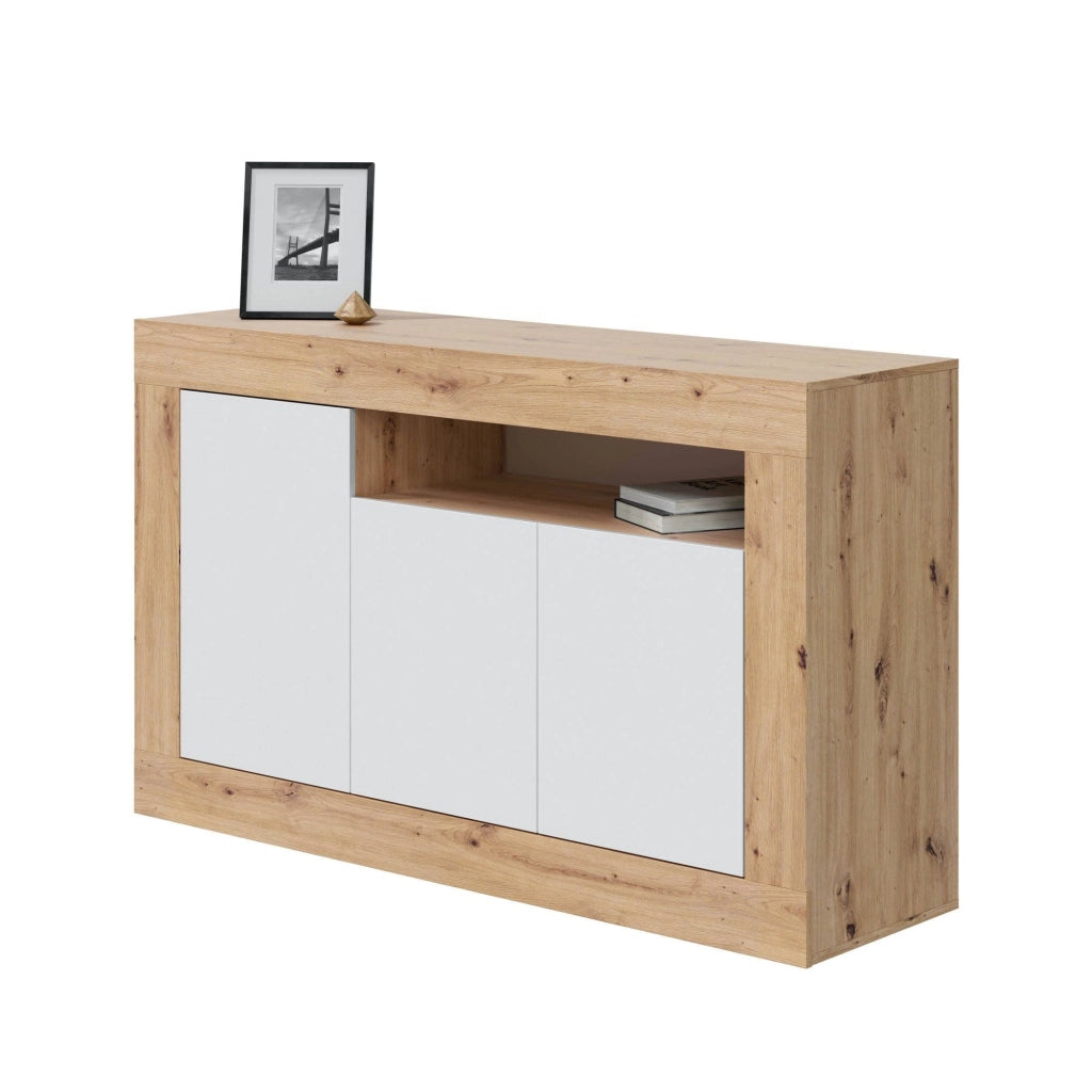 Madia Ilizia, Credenza 3 Ripiani, 144x42x87h cm Marrone Rovere Nodi