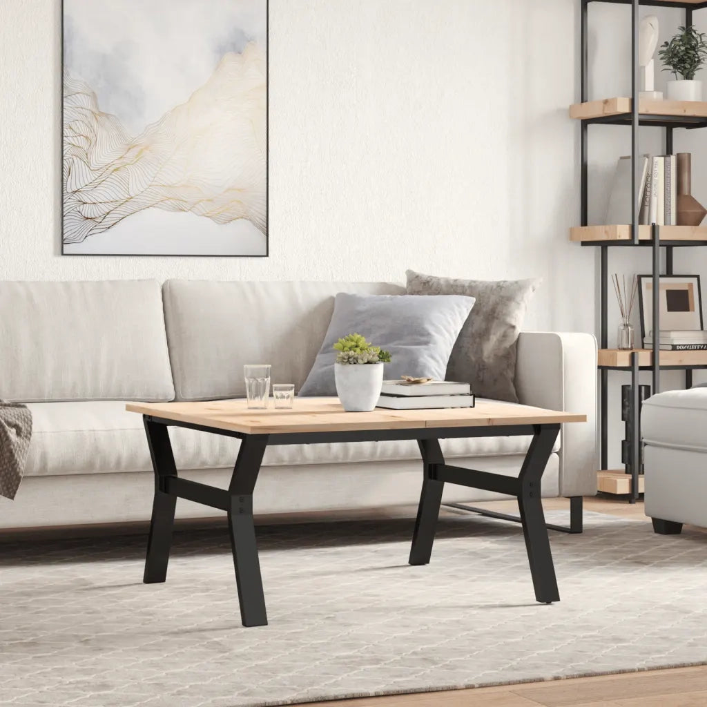 Tavolino da Salotto Telaio a Y 80x80x45 cm Legno Pino e Acciaio 3282707