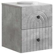 Set di 2 Comodini | Armadio da Notte | Mobiletto da notte a muro con cassetto Grigio Cemento