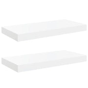 2 pz Scaffali a Parete | Ripiano a parete | Mensole a Parete Bianco Lucido 50x23x3,8 cm in MDF