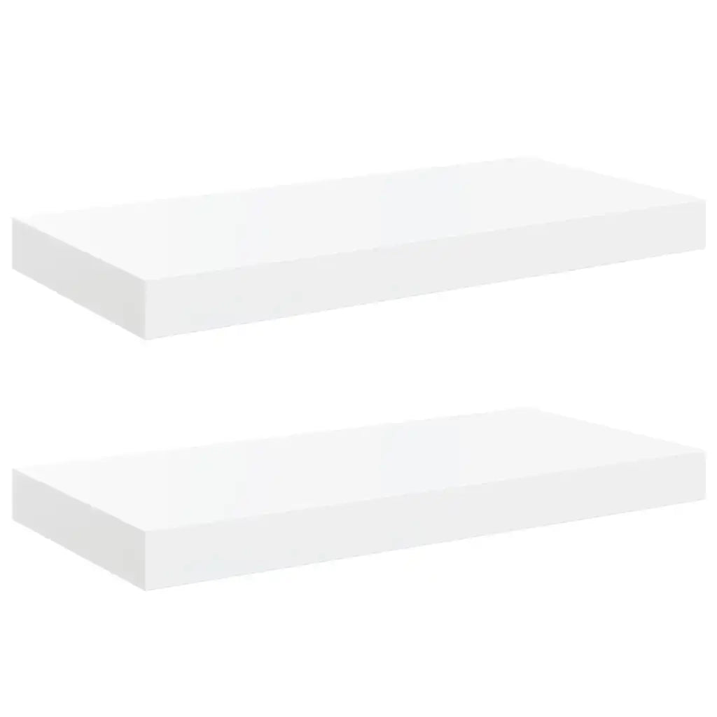 2 pz Scaffali a Parete | Ripiano a parete | Mensole a Parete Bianco Lucido 50x23x3,8 cm in MDF