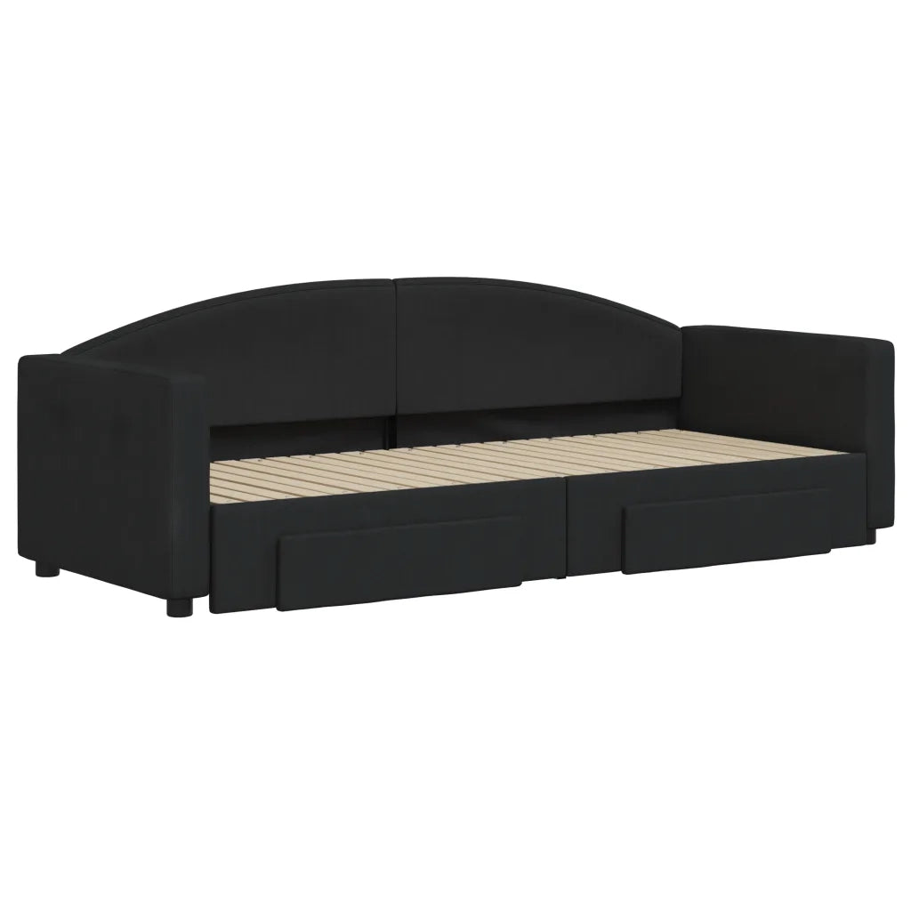 Divano Letto Estraibile con Cassetti Nero 80x200 cm in Tessuto 3197221