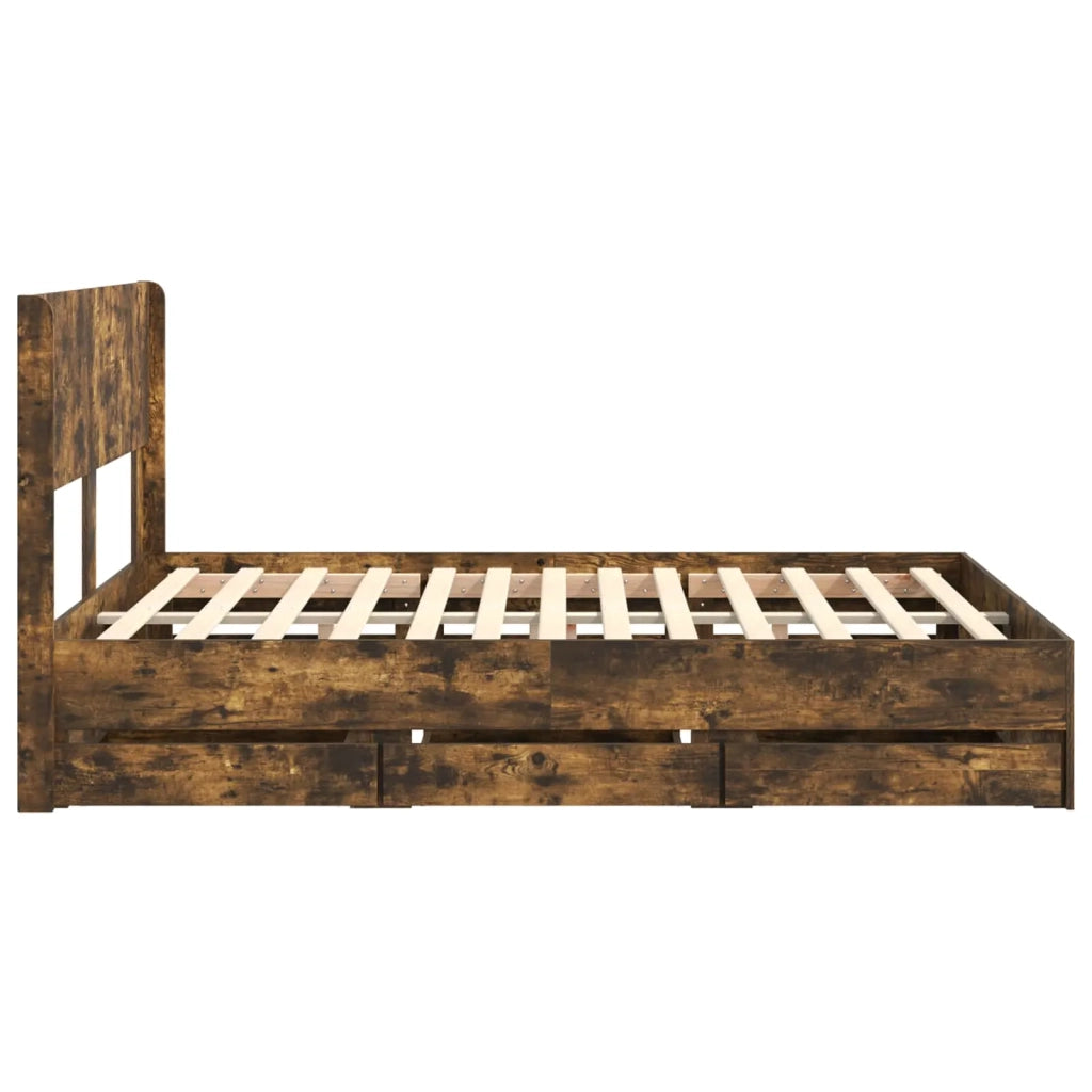 Struttura del letto con stoccaggio e testata Rovere Fumo 3414309