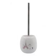 Trade Shop - Porta Scopino Bianco Decorato Scritta Paris Portascopino Accessorio Bagno 87038 -