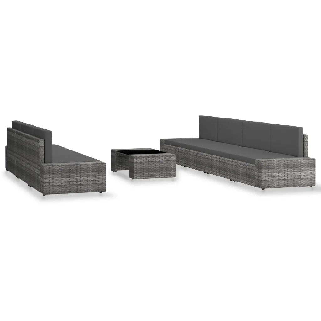 Set Divani da Giardino 8 pz in Polyrattan Grigio 3054603