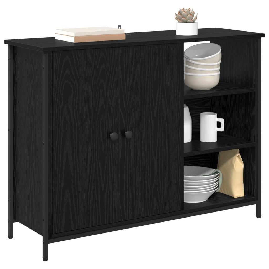 Credenza | Madia | Buffet da pranzo | Armadio da pranzo Rovere Nero 100 x 33 x 75 cm Legno multistrato