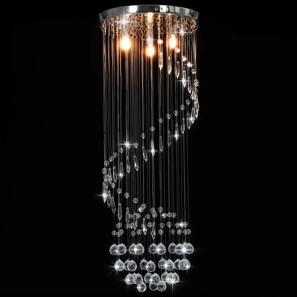 Lampadario con Perle di Cristallo a Spirale Argento G9 CFW4863528