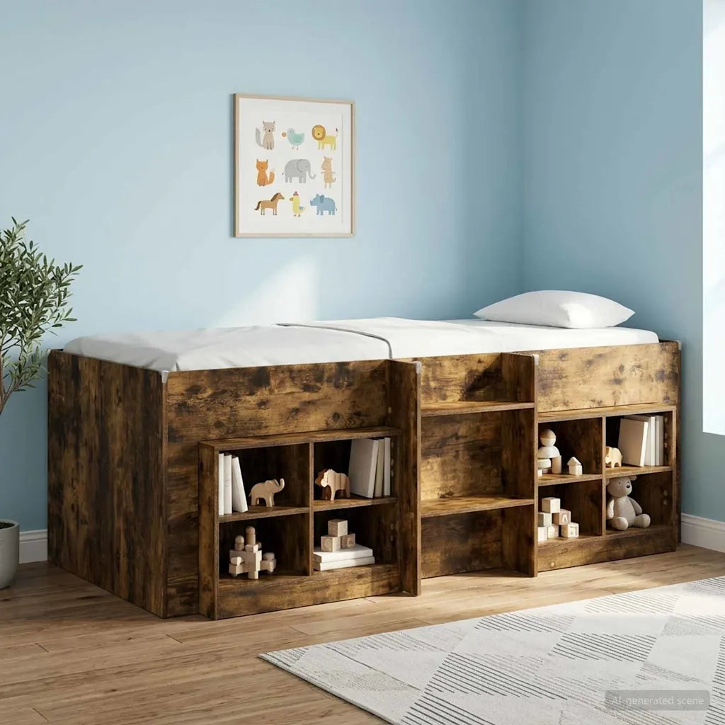 Letto Alto per Bambini 2 pcs Rovere Fumo 90 x 200 cm