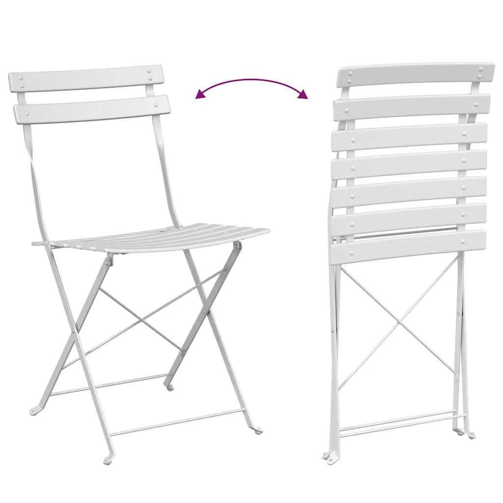 Set Bistro Pieghevole 3 pcs Bianco Acciaio 42002968