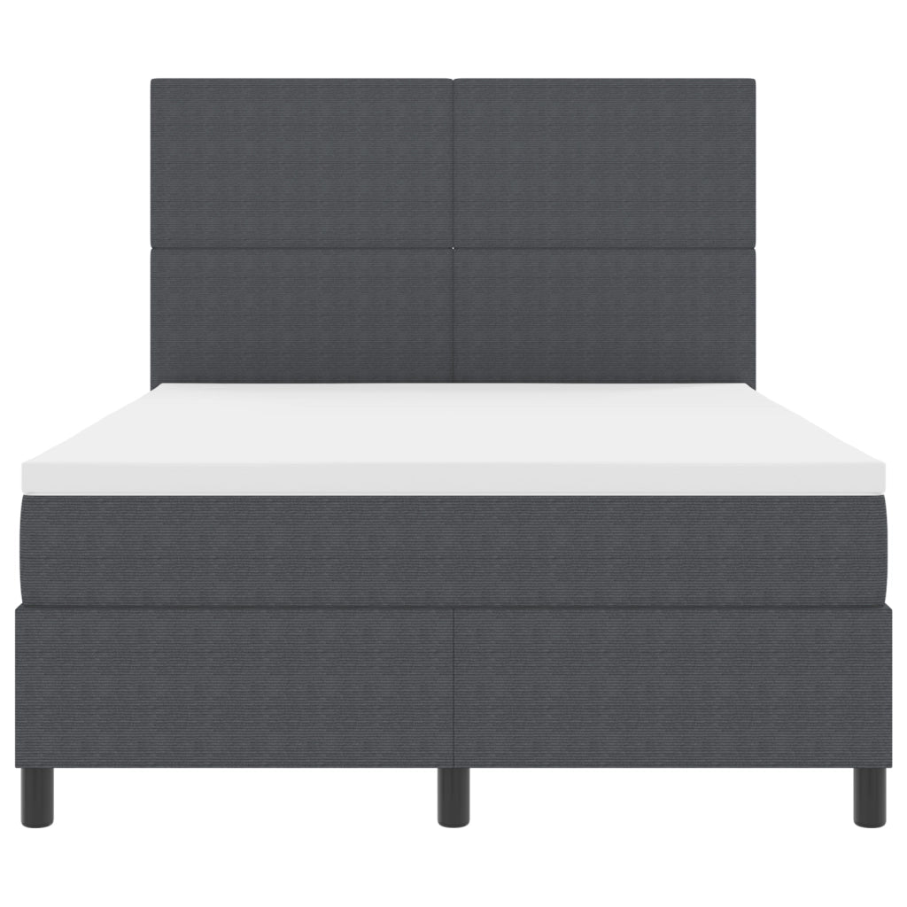 Letto con Box Spring e Materasso Grigio Scuro 160x200 cm Tessuto in Corduroy