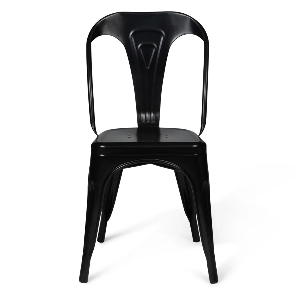 IDMarket - Set di 2 sedie da pranzo in metallo nero mate impilabile LENY