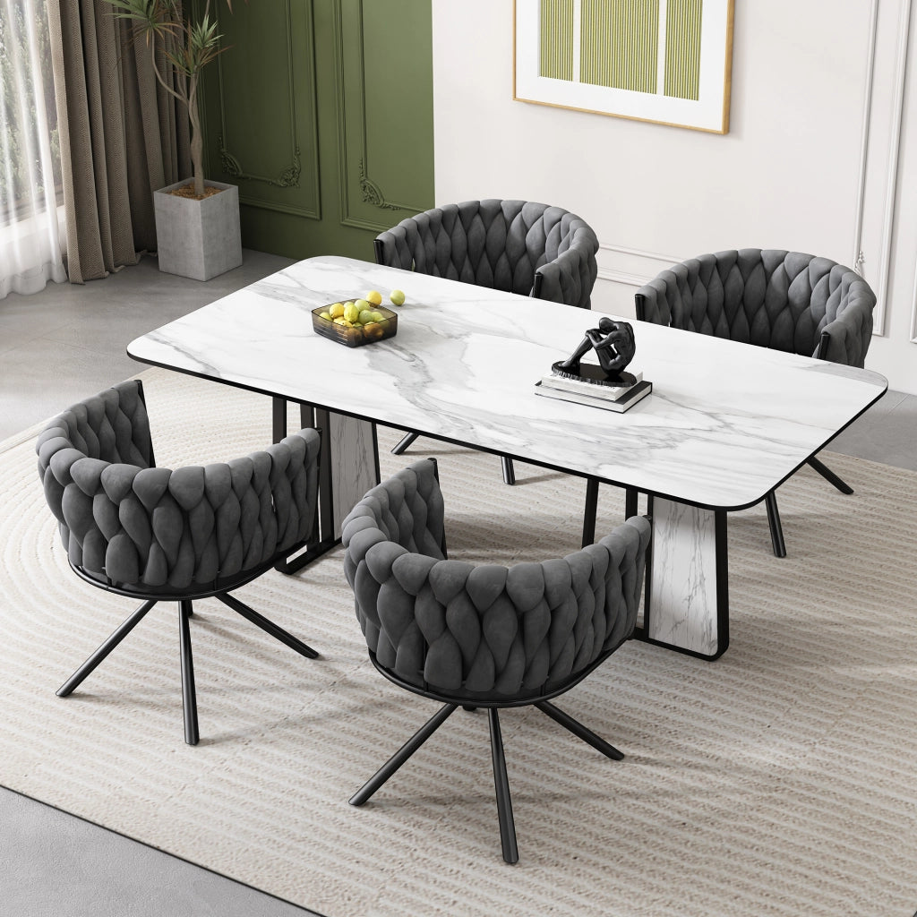 Set di 2 sedie girevoli - schienale ergonomico - in velluto - grigio - 62×60×57 cm
