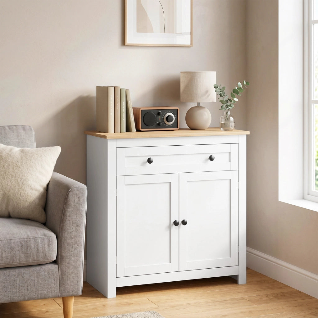 Credenza con cassetti e ante ¨C zephmum ¨C bianco 78.5x35x80 cm